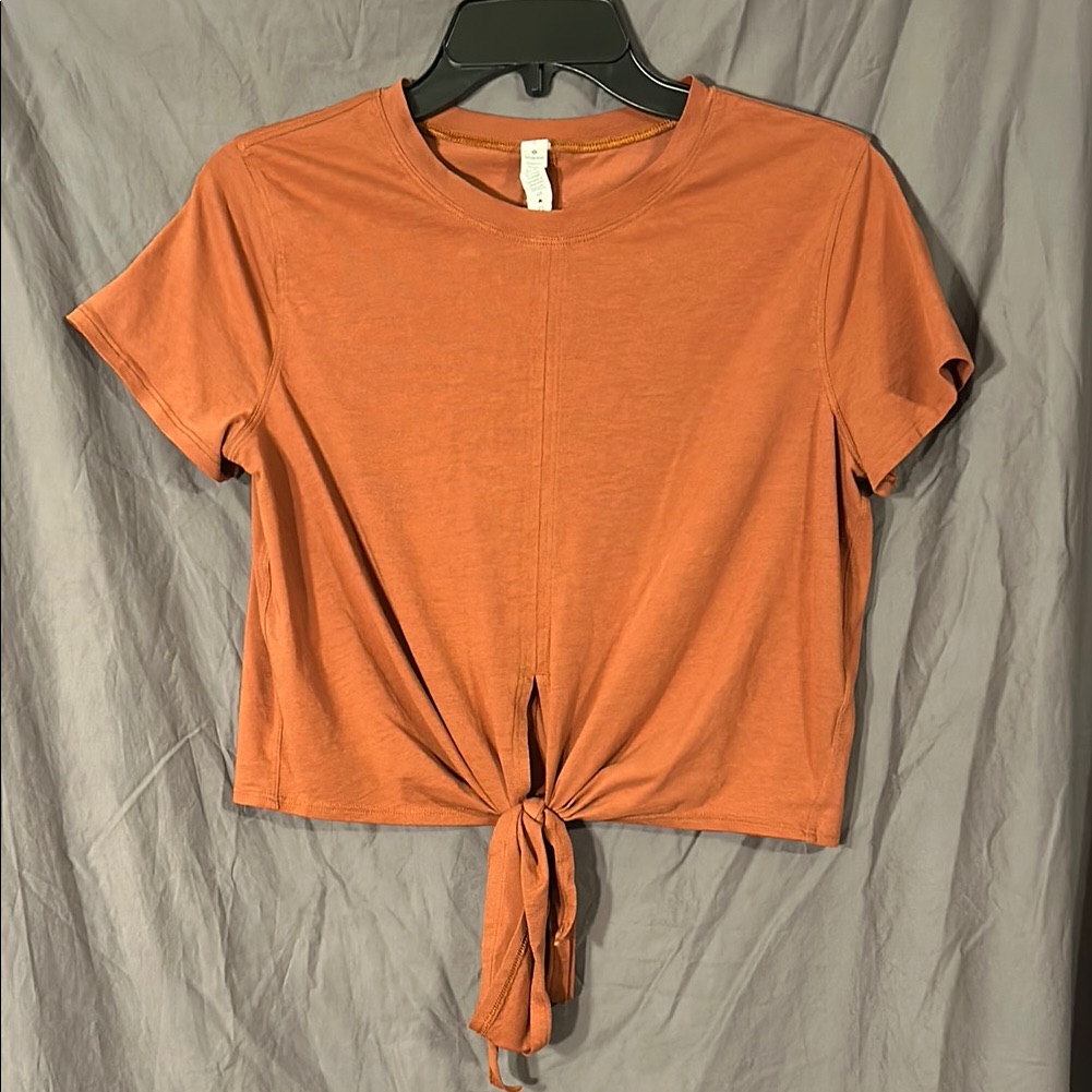 Lululemon Athletica Orange Crop Tie-Front T-Shirt